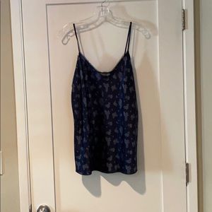 Vince. 100% silk tank. Blue with floral pattern. Excellent condition.